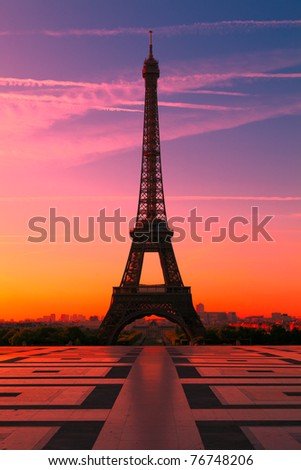 The  Eiffel Tower in Paris at Dawn
