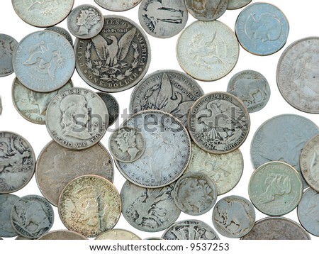 Coins, change, Money isolated on a white background
