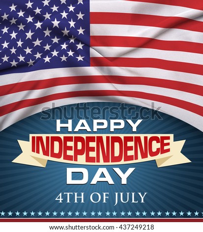 Happy Independence day background and badge logo with US flag 4th of July