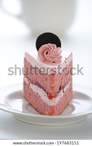 Strawberry cream cake. Isoted