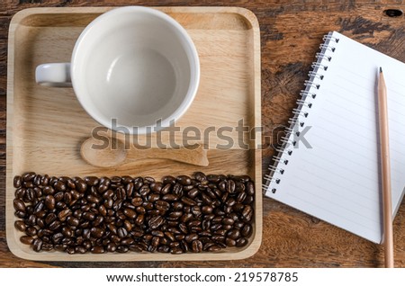 concept coffee set with The plan book