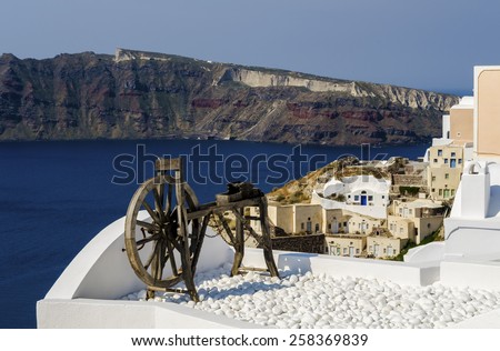Greek architecture in Oia village at Santorini island Greece