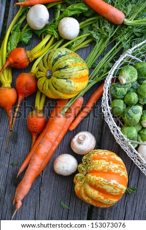 Fall Harvest Vegetables with Basket