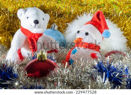 polar bear and snowman, two classics of the Christmas holidays