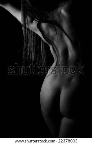 Woman back in low key in Black and white