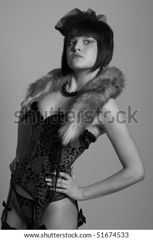 Glamour portrait young woman in elite underwear