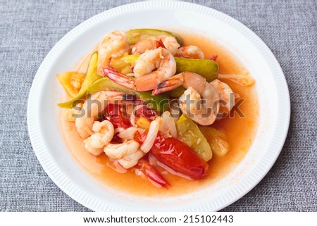 sweet and sour shrimp, thai food very famous.