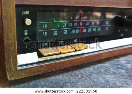 closeup old radio very beautiful, vintage style.