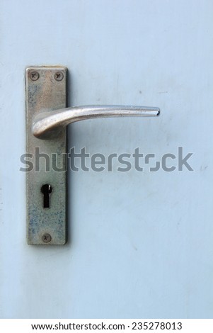 door knob or door handle on the door.