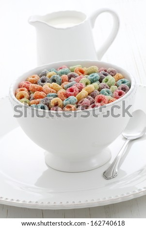 delicious and nutritious cereal fruit loops, healthy and funny addition to kids breakfast.