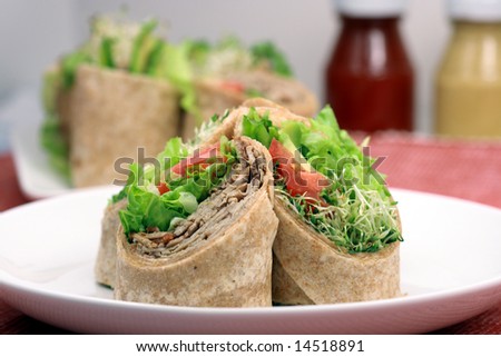sandwich wrap with healthy alfalfa and other  fresh ingredients