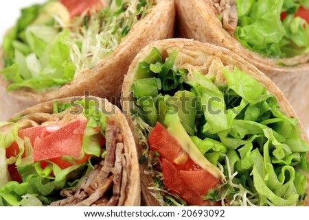 Delicious  organic sandwich wraps with fresh veggies perfect healthy meal