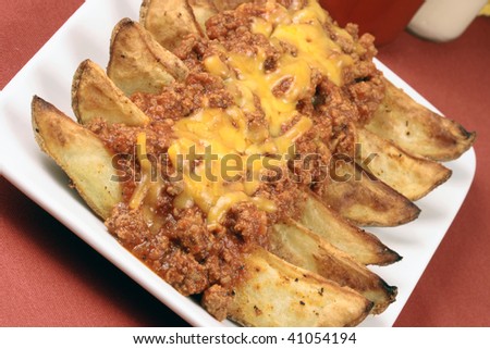 gourmet chili fries made with organic fat free beef and soft delicious potatoes