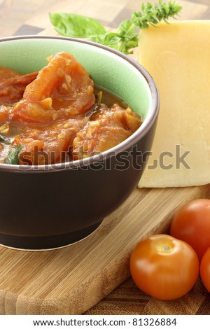 fresh and delicious rustic tomato sauce and parmesan cheese, used in many italian recipes.