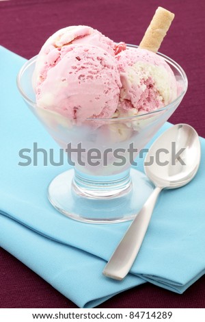real gourmet stawberry and vanilla ice cream, not made with mashed potatoes or shortening and meets all the regulations regarding using real dairy products to advertise dairy.