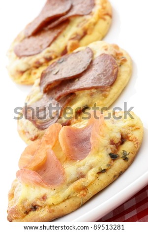delicious pizza Hors d'oeuvre or  finger food appetizer