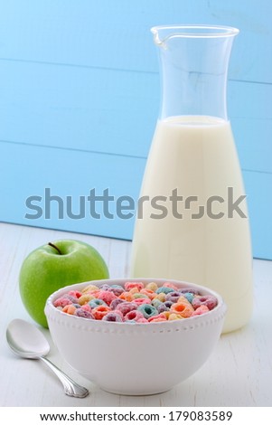 delicious and nutritious, cereal loops, with healthy organic green apple