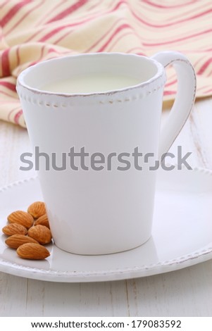 fresh and healthy cup of almonds milk, made with organic almonds