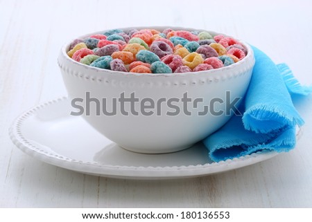 kids delicious and nutritious cereal loops, with fresh milk.