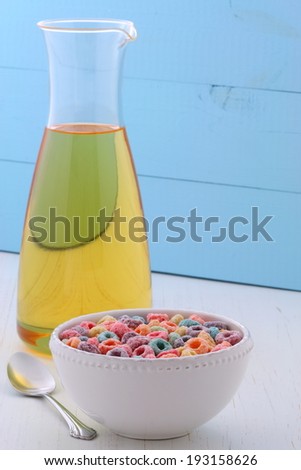 delicious and nutritious, cereal loops, with healthy organic orange juice