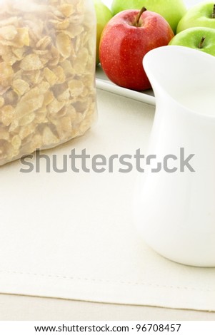 delicious and healthy packed sugar frosted cornflakes and milk jar