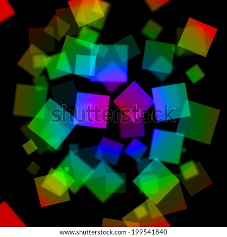 design of abstract colorful square  bokeh on black background