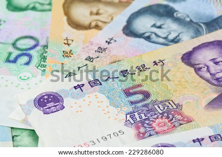 chinese money (renminbi) - Yuan bank notes. Concept photo for money, banking ,currency and foreign exchange rates