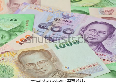 Thai banknotes (baht).concept photo   for  money,business, banking ,currency and foreign exchange rates