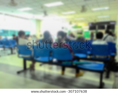 Blurred patient waiting queue for seeing a doctor, health care concept.