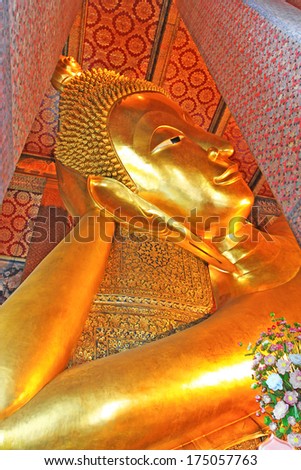 The most beautiful reclining buddha image in Thailand