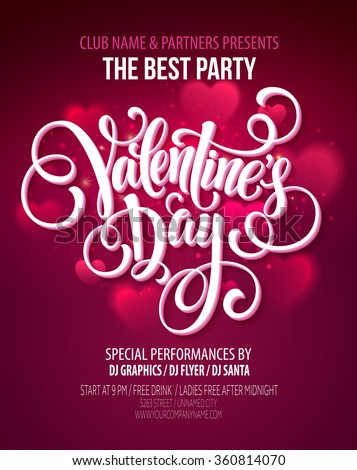 Valentines Day Party Flyer. Vector illustration EPS10