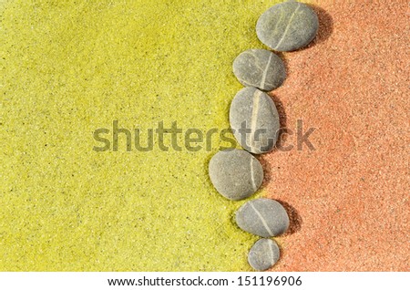 Background stone way Colored sand with stones as way or border