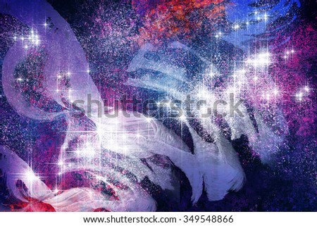 Fantastic starry sky nebula/colorful sky painting with digital adaption/planetary nebula/colorful cosmos