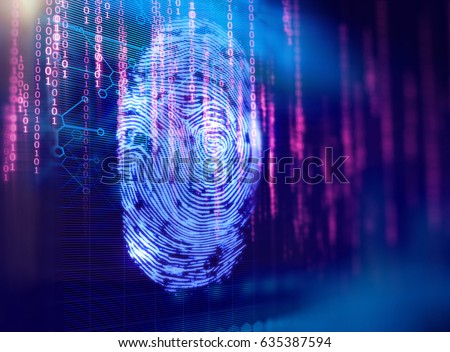 Finger print Scanning Identification System. Biometric Authorization and Business Security Concept.
