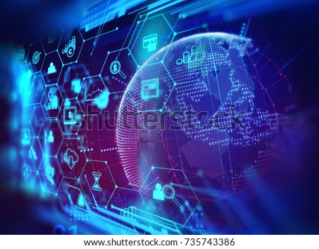 fintech icon  on abstract financial technology background represent Blockchain and  Fintech Investment \
Financial Internet Technology Concept.