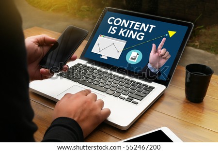 CONTENT IS KING  seo search engine optimization and content marketing concept