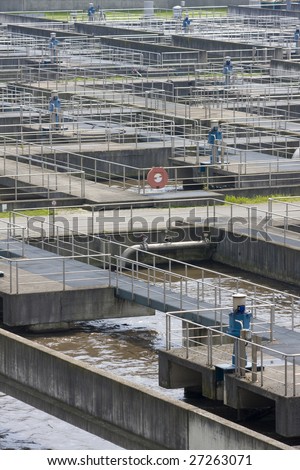 Wastewater in a wastewater treatment plant