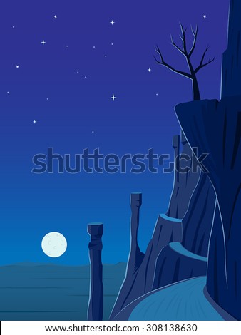 Desert Landscape at Night