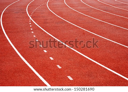 Athletics Track Lane, white lines and curve