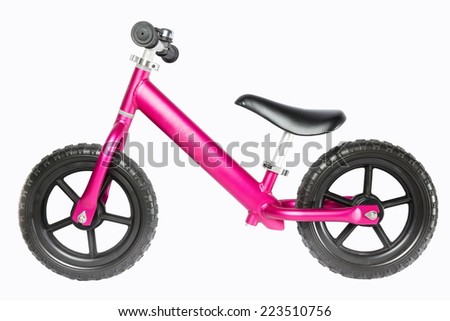 Kids balance Bike used to learn to balance. This image is isolated on a white background.