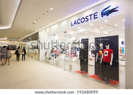 BANGKOK - MAY 13: Lacoste Store at Central Embassy on May 13, 2014. Lacoste is a French apparel company that sells high-end clothing, most famously tennis shirts.