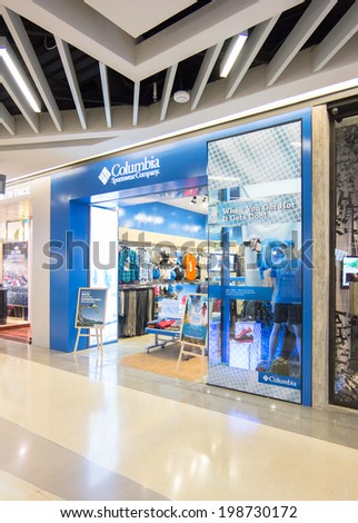 BANGKOK - MAY 29: Columbia shop at Central Rama 9, Bangkok on May 29, 2014. Columbia is a apparel company that sells sportswear and outdoors clothing