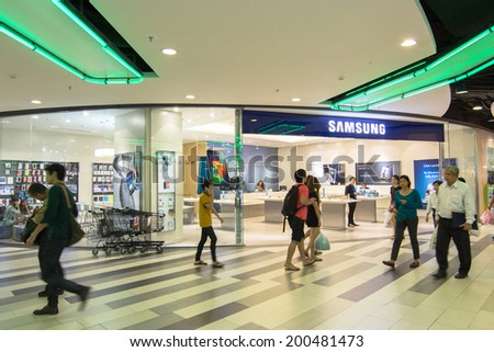 BANGKOK - MAY 29 :People shop at Samsung mobile shop at Central Rama 9, Bangkok on May 29, 2014. It is a South Korean multinational conglomerate company.