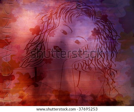 dreaming fall background with girl portrait
