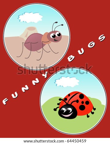Ant and Ladybug - funny vector illustration
