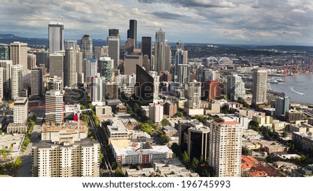 Seattle, Washington - view from Space Needle of Seattle cityscape
