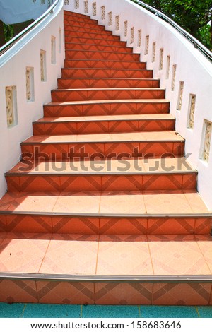 Stairs tiled colour  red