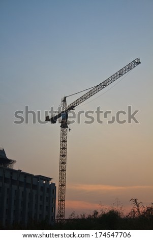 Construction site on sunset background