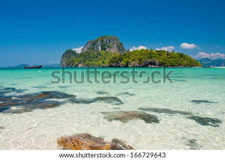 Clear sea water in relaxing day, Krabi, southern of Thailand