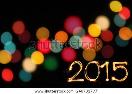 New Year 2015 writing sparkle firework lights